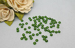 Пололусини перлинні, 6 мм, колір зелений, ціна 60 грн — (100 грамів) приблизно 2000 шт.