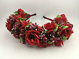 Віночок на голову ручної роботи з вишневими маками, фото 5