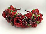 Віночок на голову ручної роботи з вишневими маками, фото 4