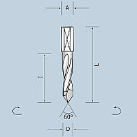 Сверло сквозное D5 l30 L57,5 S10x20 RH (правое) 02405005821