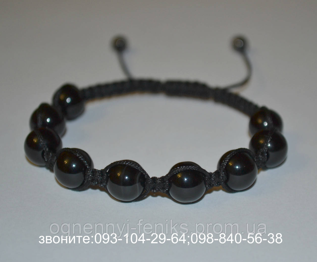 Браслет Шамбала из камня Черный агат (ручное плетение) - фото 3 - id-p84262916
