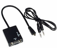 Переходник-конвертер micro HDMI (папа) на VGA (мама) 30cm + Audio