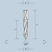 Сверло сквозное D8 l30 L57,5 S10x20 LH (левое) 02408005822