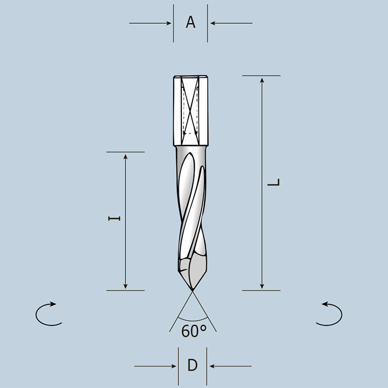 Свердло наскрізне D4 l43 L70 S10x20 LH (ліве) 02404007022