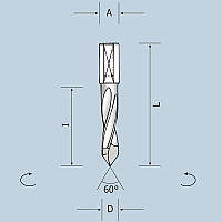 Сверло сквозное D6 l43 L70 S10x20 LH (левое) 02406007022