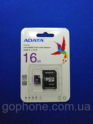 Карта пам'яті (флешка) ADATA SDHC 16GB Class 10, фото 2