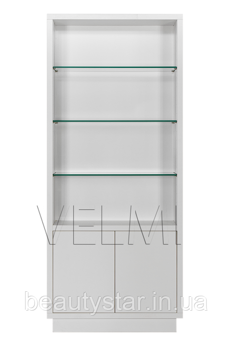 Шафа вітрина лабораторія для перукарського салону Glass стелаж з поличками із загартованого скла VM537, фото 1