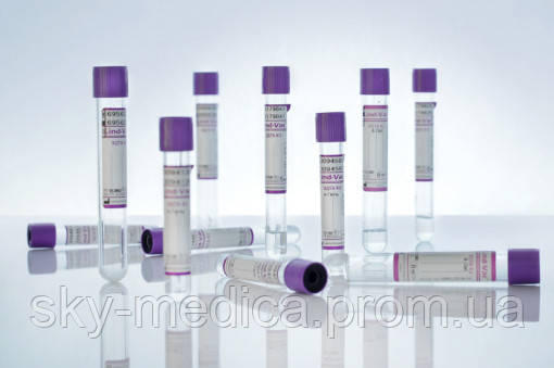 Вакуумная пробирка Lind-Vac, K2 ЭДТА, 9 мл, 16х100 мм, фиолетовая ...