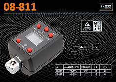 Адаптер динамометричний цифровий 1/2", 40-200 Нм, NEO 08-811
