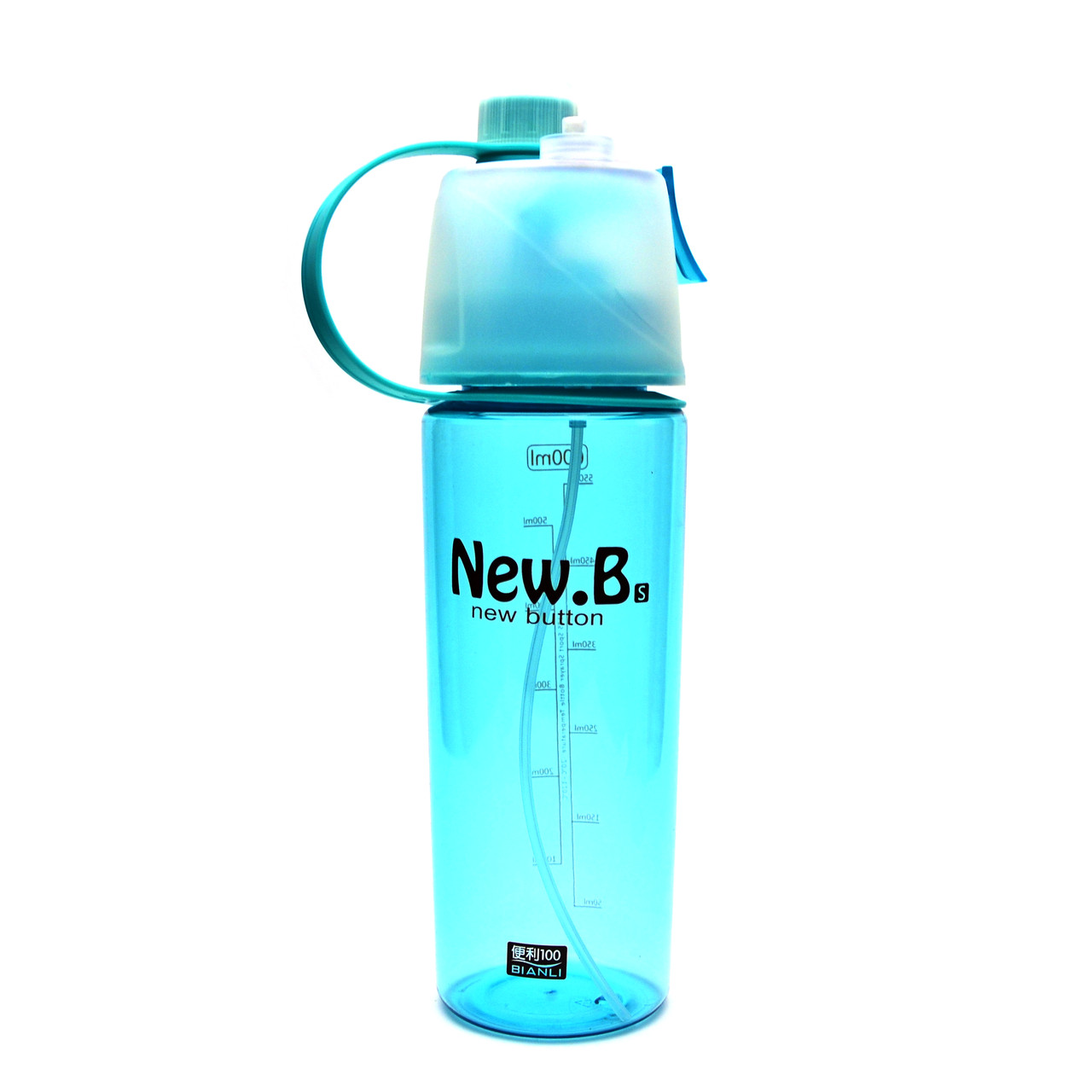 Спортивна пляшка для води з розпилювачем New. B блакитна, фото 1