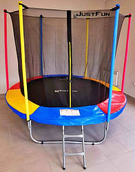Дитячий батут із високою внутрішньою захисною сіткою та драбиною 305 см діаметром JUST FUN мультиколор.
