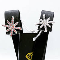 Сережки гвоздики з срібла 925 з цирконами в стилі APM Monaco