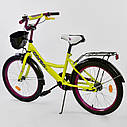 Дитячий двоколісний велосипед жовтий, підніжка, ручне гальмо Corso 20" дітям 6-9 років, фото 2