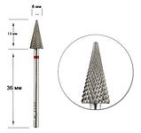 ТВС H_719f Гострий конус Ø6мм. червоний дрібний абразив для зняття штучного матеріалу. Південна Корея., фото 4