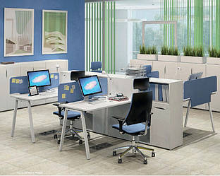 Робоче місце 4х офісних працівників з розділеною тумбою М1