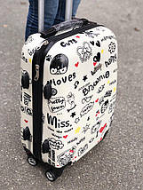 Пластиковий чемодан для ручної поклажі з принтом Airtex worldline Франція. Пластикова Валіза з малюнком, фото 3
