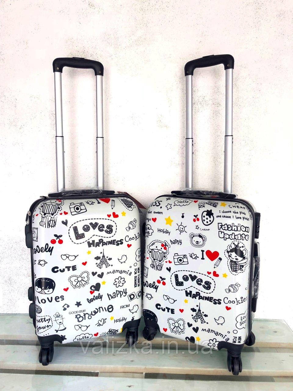 Пластиковий чемодан для ручної поклажі з принтом Ormi Італія пластикова Валіза з малюнком