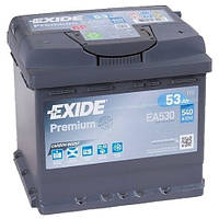 Автомобильный аккумулятор Exide Premium (EA530): 53 Ач, плюс: справа, 12 В, 540 А - (akb340), 207x175x190 мм