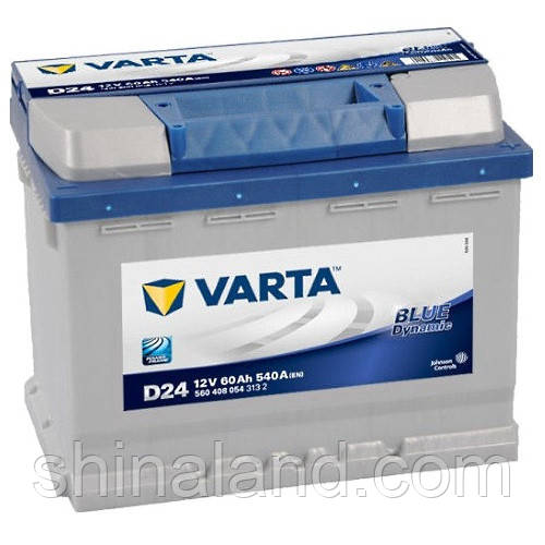 Автомобильный аккумулятор Varta Blue Dynamic (D24): 60 Ач, плюс: справа, 12 В, 540 А - (akb83), 242x175x190 мм - фото 1 - id-p804298281