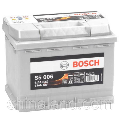 Автомобільний акумулятор Bosch S5 Silver Plus (S5 006): 63 А·год, плюс: зліва, 12 В, 610 А — (akb46),