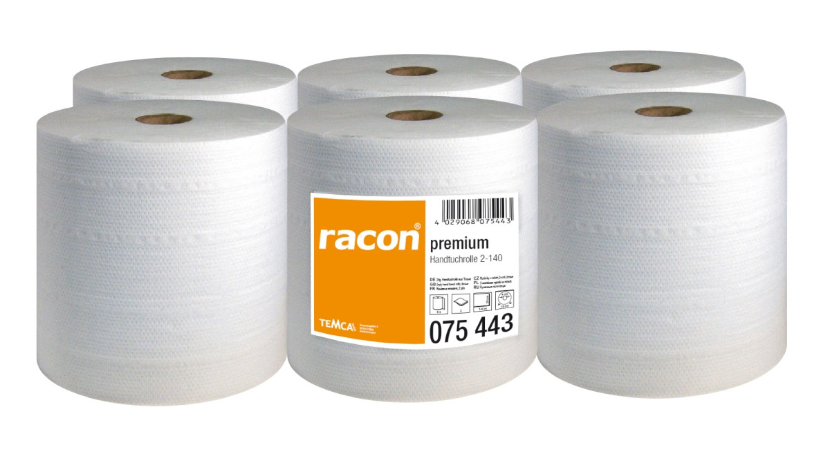 Рушники паперові в рулоні TEMCA Racon Premium 2-х слойні, 20см х 140м