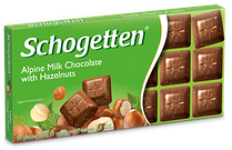 Шоколад Schogetten Alpine with Milk Hazelnuts ( Шогеттен Альпійське молоко з фундуком), 100г, Німеччина