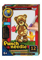 Ковровая вышивка Danko Toys Punch needle: Мишка с цветочком PN-01-01