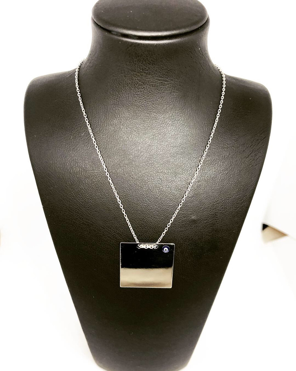 Кулон зі срібла 925 квадратний із синім оком, оберегом, фото 1