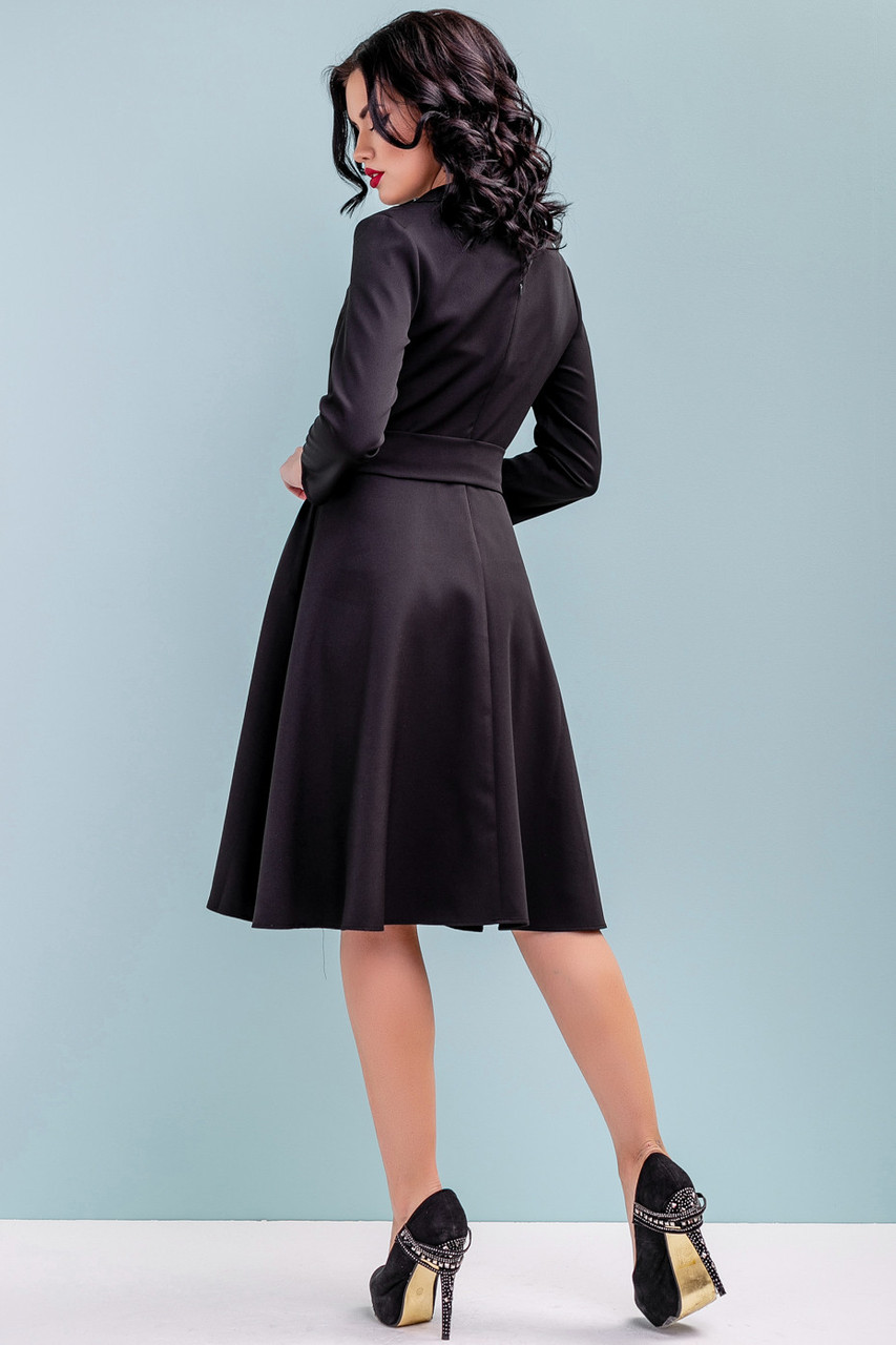 Платье с расклешенной юбкой на пуговицах 44-50 размера черный - фото 3 - id-p908519364