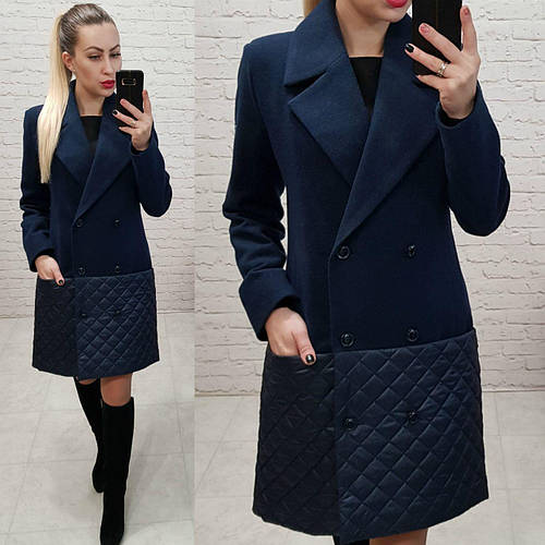 Купить Комбинированное пальто весна - осень, арт 140, цвет серый, цена ...