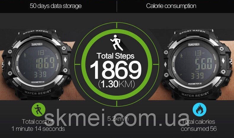 Спортивные часы SKMEI 1180 c пульсометром (Black) - фото 5 - id-p427896262
