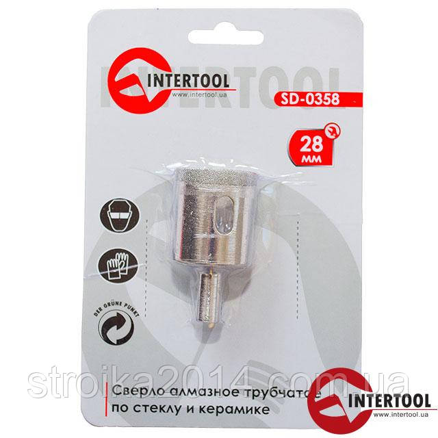 Коронка трубчаста по склу та кераміці 28 мм, INTERTOOL SD-0358)