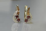Срібні сережки з золотими вставками, фото 7