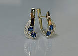 Срібні сережки з золотими вставками, фото 6
