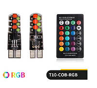 Яркие! LED RGB лампы стробоскоп Пульт RGB T10 W5W ДХО Габарит автомото со стробоскопами на пульте ДУ