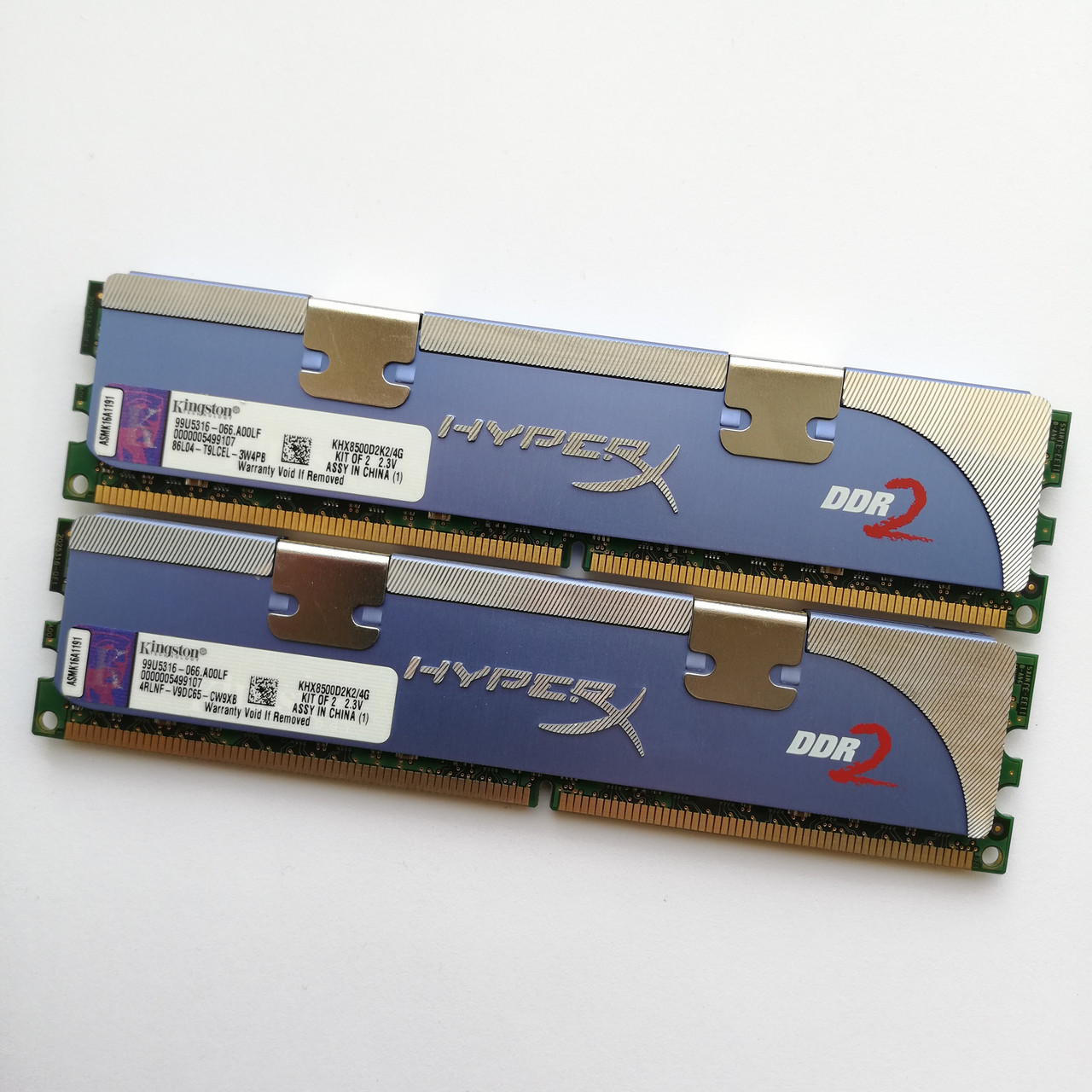 Ігрова оперативна пам'ять Kingston HyperX DDR2 4Gb (2Gb+2Gb) 1066MHz 8500U CL5 (KHX8500D2K2/4G) Б/В, фото 1