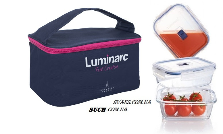 Pure Box Active Набір ємностей прямокутник 3 пр.(0.38 л,0.82 л,1.22 л) в термосумці Luminarc P4129