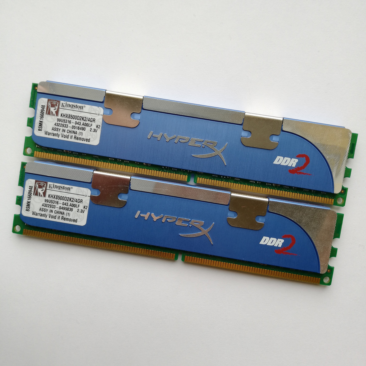 Ігрова оперативна пам'ять Kingston HyperX DDR2 4Gb (2Gb+2Gb) 1066MHz 8500U CL5 (KHX8500D2K2/4GR) Б/В, фото 1