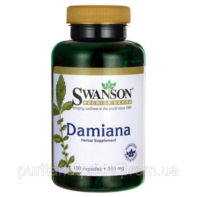 Листя даміани, Damiana Leaves, Swanson, 510 мг, 100 капсул