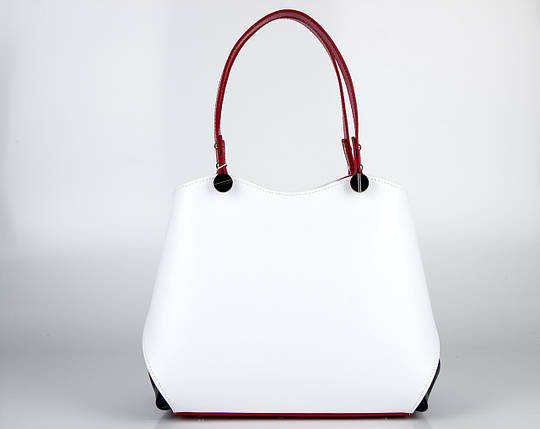 Жіноча сумка ASSA біла з червоною обробкою, фото 2