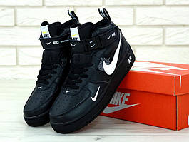 Високі кросівки Nike Air Force 1 Mid 07 LV8 Utility Pack Black (Найк Аір Форс чорні 36-45)