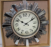 Часы настенные, диаметр 30 см, с зеркальными вставками