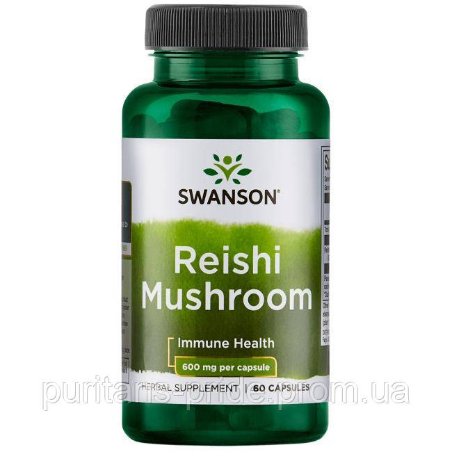 Гриб рейші, Swanson, Reishi Mushroom, 600 мг, 60 капсул