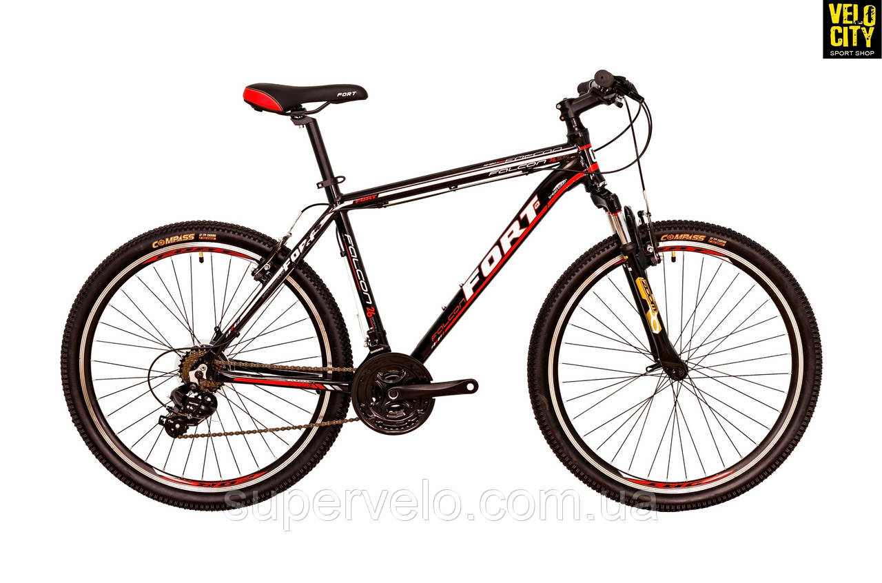 Fort Falcon 26" v-brake Alu гірський велосипед чорно-червоний, фото 1