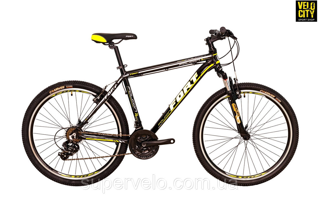 Fort Falcon 26" v-brake Alu гірський велосипед чорно-зелений, фото 1