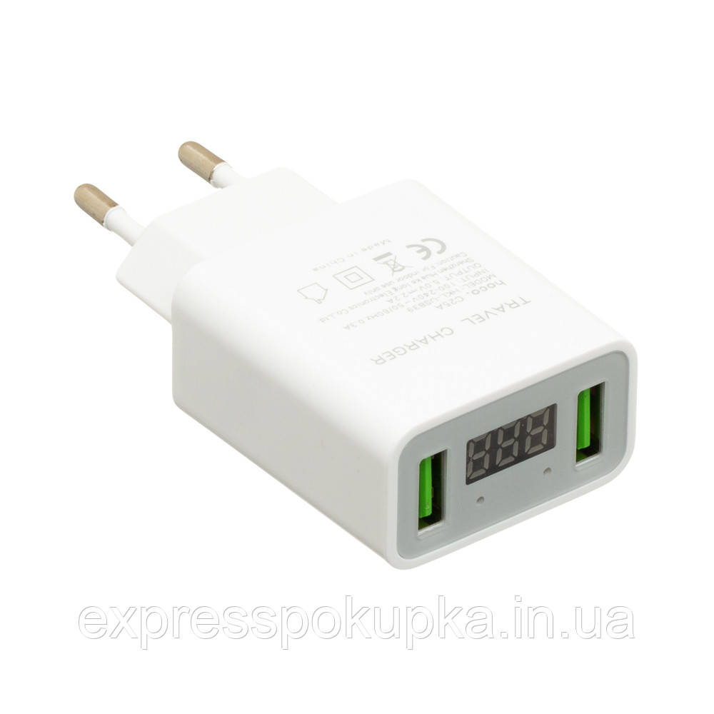 Мережевий зарядний пристрій HOCO C25A (2 USB 2.2 A) White