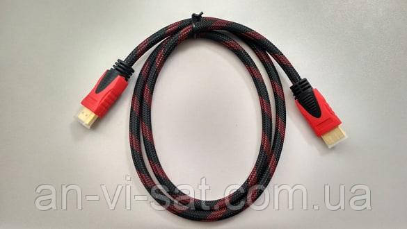 Шнур HDMI - HDMI, 1м, v1.4 чорно-червоний