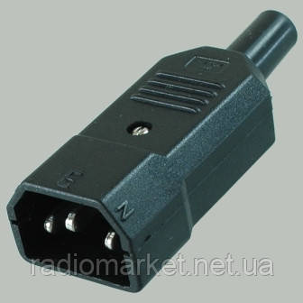 Штекер (вилка) мережевий 3pin, під шнур, фото 1