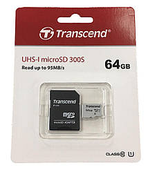 Карта пам'яті 64 Gb microSD Transcend UHS-I 300S (TS64GUSD300S-A)