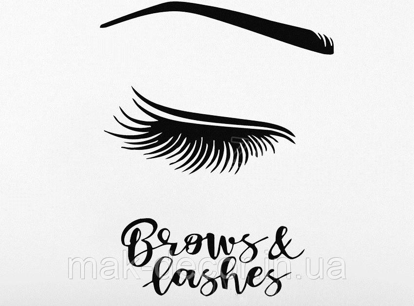 Вінілові наклейки " В салон краси 040 Brows&lashes " 62х50 см